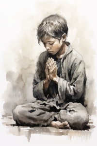 A Moment of Quiet Reflection: Young Boy in Contemplation