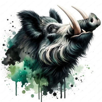 Abstract Artistry: The Wild Boar's Head Illustration