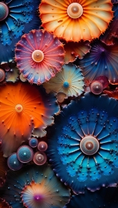 Abstract Symphony of Color: A Floral Dance in Blue and Orange