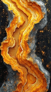 Artistic Interpretation of an Agate Stone: A Fusion of Vibrant Orange and Gold Hues