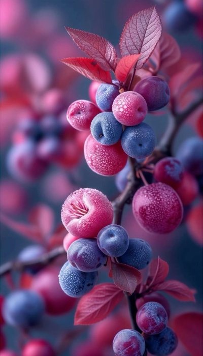 Artistic Palette of Nature: Colorful Berries in Vibrant Hues