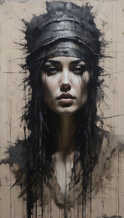 Artistic Portrait of a Strong Woman: An Exploration of Emotion and Style