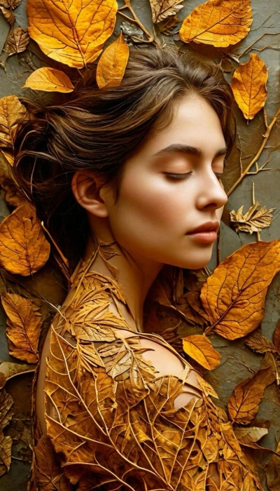 Autumn's Embrace: A Woman's Journey Through Nature's Transformation