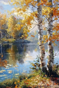 Autumn's Golden Glow: A Spectacular Display of Birch Trees in Fall