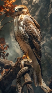 Battle of Predators: Hawk and Snake in the Wilderness