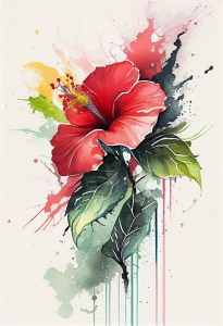 Captivating Watercolor Artistry: The Vibrant Hibiscus Flower