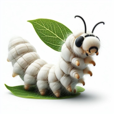 Caterpillar's Tranquil Retreat: A Moment on a Green Leaf