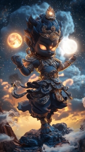 Celestial Deity: A Fusion of Hindu and Buddhist Artistry