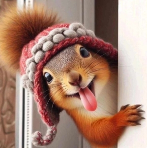 Cheeky Squirrel in a Pom-Pom Hat: A Whimsical Cartoon Adventure