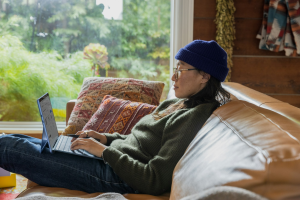 Cozy Comfort: Embracing Technology in a Comfortable Home Setting