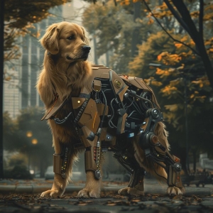 Cybernetic Golden Retriever: A Fusion of Nature and Future Technology