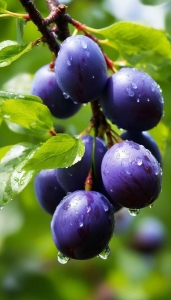 Dew-Kissed Plums: A Portrait of Nature's Bounty