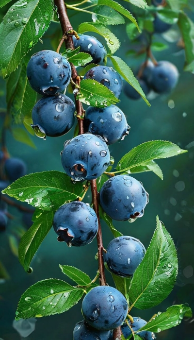 Dewy Morning Blueberries: A Glimpse into Nature's Splendor