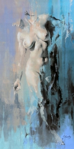 Emotive Abstract Artwork in Shades of Blue: An Exploration