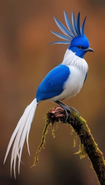 Enchanting Vision of a Blue Crested Bird in Its Natural Habitat