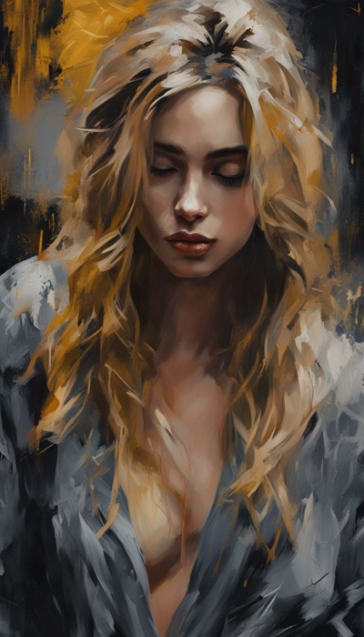 Expressionistic Artwork of a Woman: A Meld of Warm Colors and Emotion