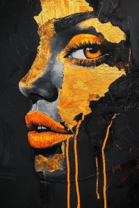 Expressive Modern Art: A Bold Contrast of Orange, Black, and Gray