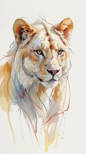 Expressive Watercolor Lion: A Study of Artistic Technique