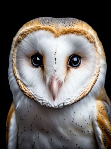 Exquisite Close-Up of a Barn Owl in Darkness: A Study of Its Unique Features