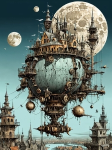 Fantastical Steampunk Airship: Harmony of Fantasy and Retro-futurism