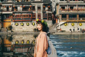 Flower Girl by the Lake: A Moment of Serenity