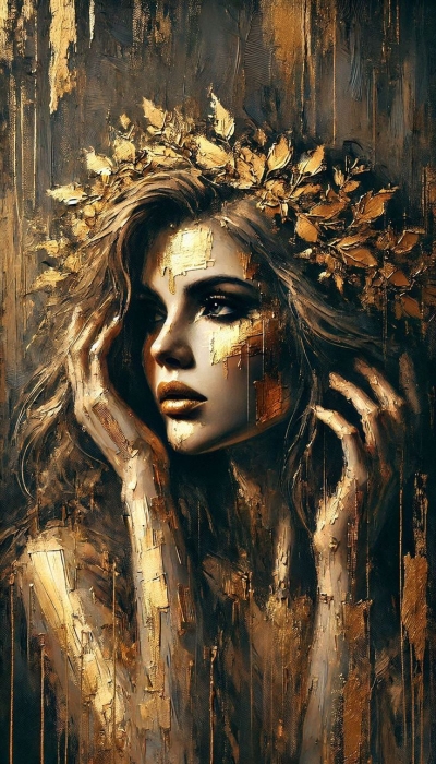 Golden Harmony: A Fusion of Nature and Feminine Beauty