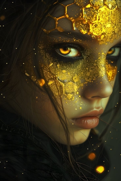 Golden Mirage: A Surrealistic Blend of Beauty and Fantasy