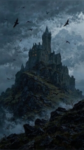 Gothic Enchantment: A Castle Perched on a Rocky Hill