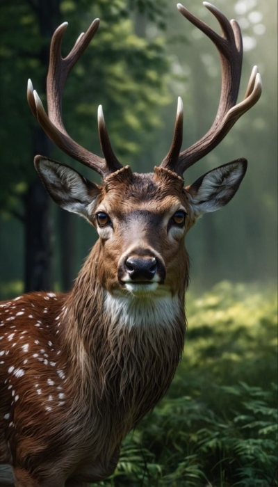Graceful Deer in a Serene Forest - A Majestic Encounter