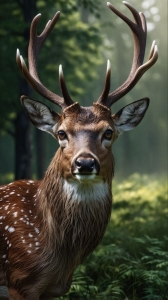 Graceful Deer in a Serene Forest - A Majestic Encounter