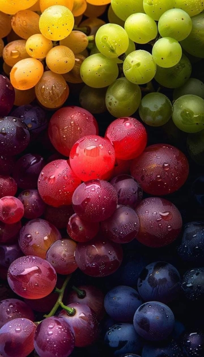 Harvest of Fresh Multi-Colored Grapes: An Insight into Nature's Bounty