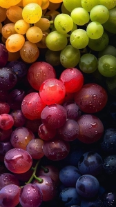 Harvest of Fresh Multi-Colored Grapes: An Insight into Nature's Bounty