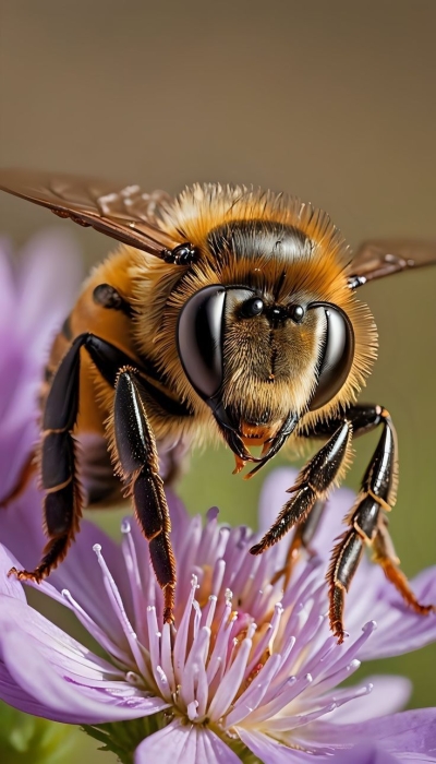Intricate Dance of Nature: A Bee's Encounter with a Flower