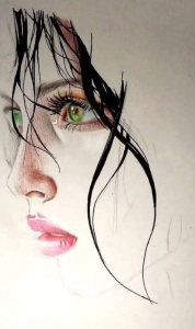 Intricate Portrait Art: Emphasizing Eyes, Lips, and Hair