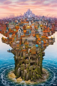 Jigsaw Puzzle Planet: The Floating Island Cityscape