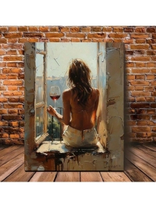 Joyful Solitude: Woman Solving Funny Puzzles in a Rustic Setting