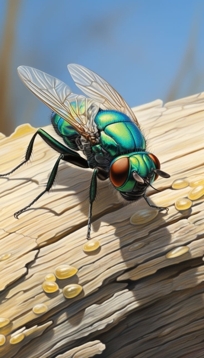 Remarkable Display of a Colorful Fly in Natural Habitat