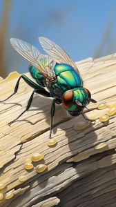 Remarkable Display of a Colorful Fly in Natural Habitat
