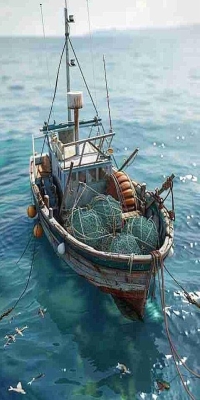 Serene Maritime Adventure: The Tranquil Life of a Fishing Boat