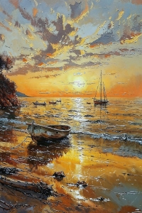 Serene Sunset Seascape: A Symphony of Colors at Dusk