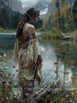 Serene Wilderness: A Girl Amidst Mountains and Natural Beauty