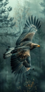 Soaring Eagle: Majesty in the Misty Forest