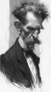 Sophisticated Stylized Portrait: A Dramatic Showcase of Shading and Texture