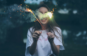 Sparkler Girl: Lighting Up the Night Sky in Detroit