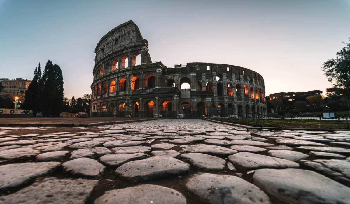 Spectacular Twilight View of the Colosseum in Rome, Italy