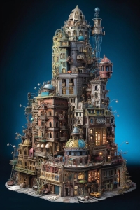 Steampunk Cityscape: An Imaginative Puzzle Planet Journey