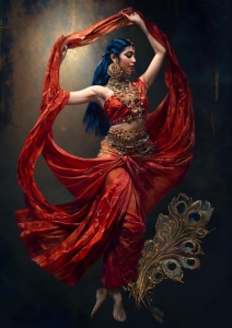 The Artistic Grace of Traditional Dance in Vibrant Red