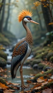 The Enchanting Orange-Crested Heron in Autumn Wilderness