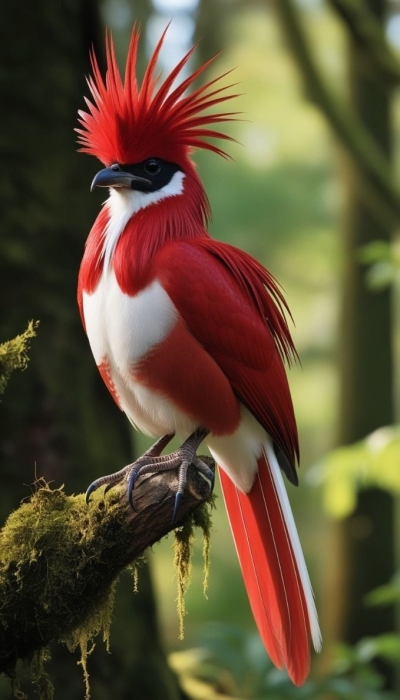 The Enchanting Red-Crested Bird: A Vivid Artistic Representation