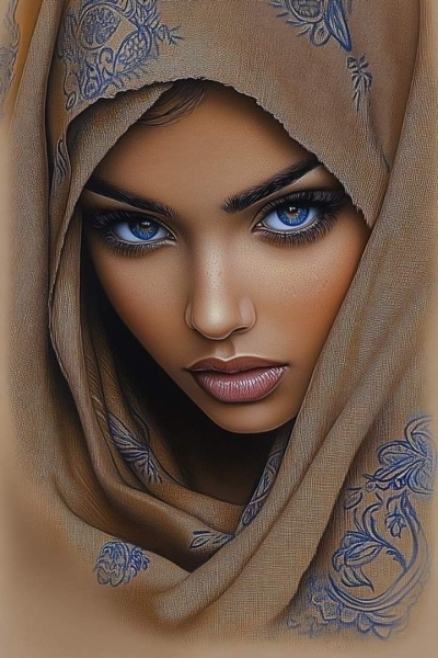 The Expressive Gaze: An Intriguing Portrait of a Woman in a Headscarf